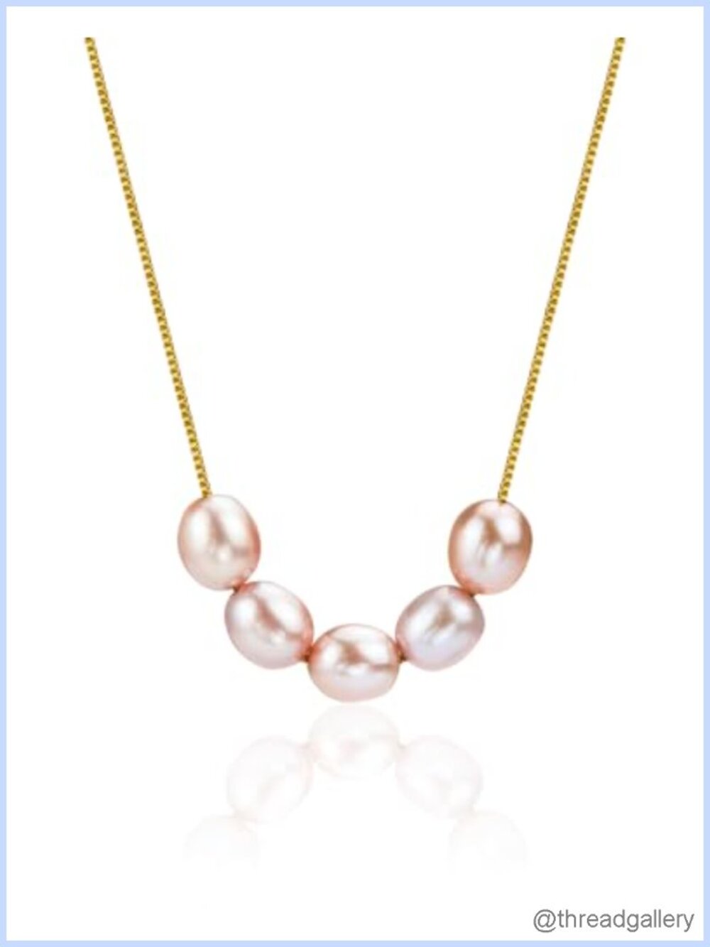 Freshwater Pearl Necklace 18K Gold Plated Box Chain Adjustable Gift for Women